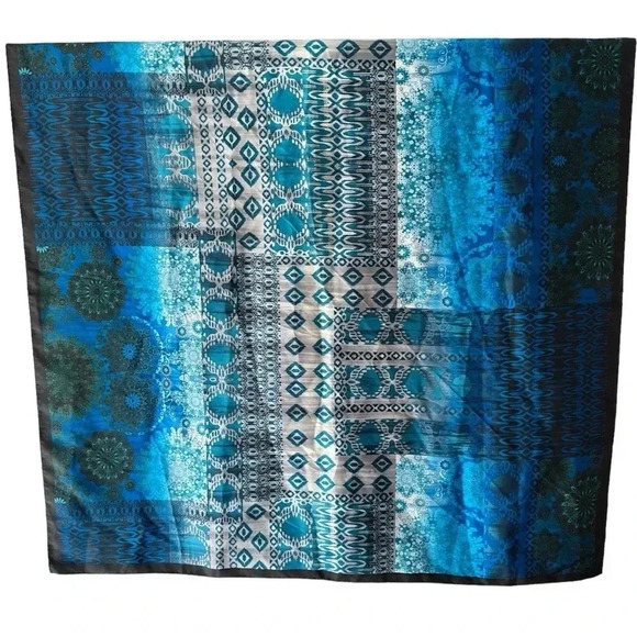 ADRIENNE VITTADINI | SILK SCARF INDIGO BLUE LARGE SQUARE - Picture 2 of 11